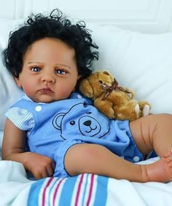 SCOM Reborn Baby Dolls Black Boy – 20 Inch Realistic Newborn Boy Doll Lifelike Weighted Soft Body African American Real Life Baby Dolls Gift for Kids Age 3