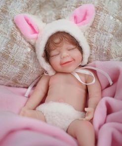 6″ Girl Micro Preemie Full Body Silicone Baby Doll Girl Nora, Mini Realistic Newborn Baby Dolls Silicone Full Body with Feeding Accessories&Gift Box