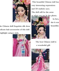 Chinese Doll Oriental Decoration Doll, Antique 3D Realistic Eyes Indoor Asia Doll Decoration, 2024 New with Bracket Shoes, Headdress,for Ages 15 Years +,A 2