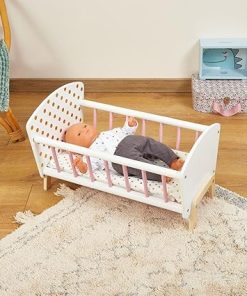 Janod Candy Chic Doll’s Bed – Wooden Baby Doll Cradle – Ages 3+ Years J05889 2