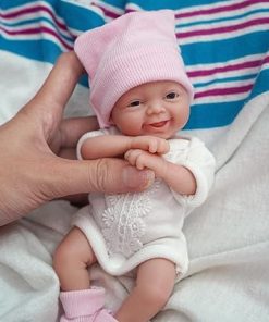 7″ Girl Micro Preemie Full Body Silicone Baby Doll Girl Lisa, Mini Realistic Newborn Baby Dolls Silicone Full Body with Feeding Accessories&Gift Box（Free Hair Band*1）
