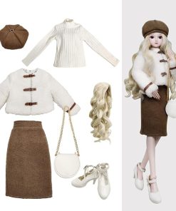 Proudoll 1/3 BJD Doll Clothes 60cm 24in SD Ball Jointed Dolls Accessories Set Beret Wig Jacket Pencil Skirt Long-Sleeve Shirt Crossbody Bag Shoes