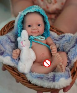 7 Inch Silicone Baby Boy, Mini Realistic Newborn Baby Dolls Silicone Full Body Stress Relief with Feeding Accessories 2