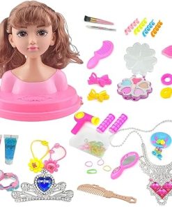 1 Set Doll Head for Hair Styling and Make Up Styling Head Doll for Girls Colorful Realistic Make Up Accessories for Girls Birthday Christmas Thanksgiving Gifts for Hair