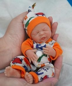 7 Inch Cute Silicone Babiess, Mini Silicone Baby Girl, Reborn Baby Dolls Silicone Full Body, Realistic Newborn Baby Doll with Feeding Accessories &Gift Box