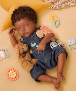 SCOM Reborn Baby Dolls Black – 18 Inch Soft Vinyl Realistic African American Baby Doll Sleeping Lifelike Real Life Newborn Baby Dolls with Doll Accessories and Gift Box for 3+ Year Old Girls Boys Kids 2