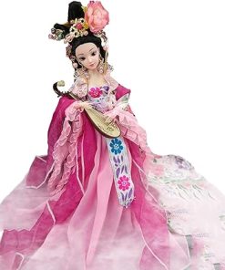 Chinese Doll Oriental Decoration Doll, Antique 3D Realistic Eyes Indoor Asia Doll Decoration, 2024 New with Bracket Shoes, Headdress,for Ages 15 Years +,A