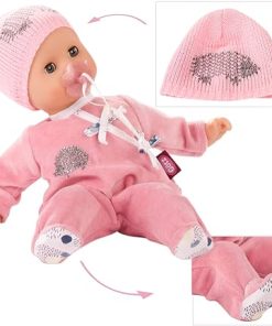 Gotz Muffin Hedgehog 13″ Soft Body Baby Doll with Bald Head in Pink Velour Footed Pajamas with Knit Cap and Pacifier – Ages 18 Months + 2