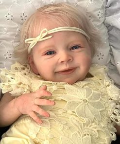 Pinky Reborn Realistic Baby Dolls 18 Inch Soft Body Newborn Baby Doll with Rooted Blonde Hair Real Preemie Baby Doll Gift for Kids Age 3+