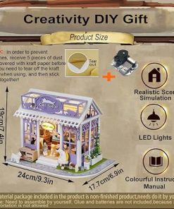 Miniature House Kit,DIY Miniature Dollhouse Kit for Adults,Model Kits for Adults to Build with LED,Birthday (Kitten Paradise) 2