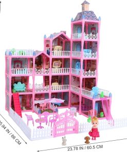 Kisangel 1Set Princess Doll House for Layers Rooms with Glow The Dark and Lights Doll House with Furniture Accessories Playhouse 2