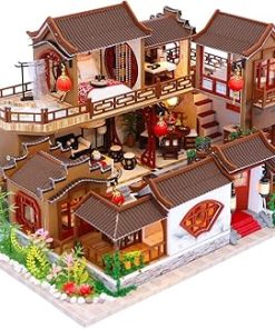 Cool Beans Boutique Miniature DIY Dollhouse Kit Wooden Chinese Ancient Mansion with Pergola with Dust Cover – Architecture Model kit (English Manual) DH-HD-L905Mansion (Asian Mansion Pergola)