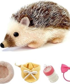 5 Inches Silicone Hedgehog, Realistic Silicone Animal as Silicone Piglet Companion with Sleeping Pad Accessories for Kids Boy Girl Birthday Handmade Gift (Brown Hedgehog)