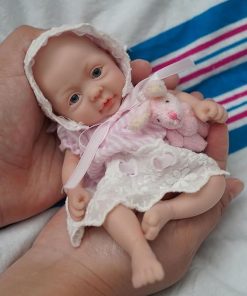 7 Inch Silicone Doll, Mini Reborn Doll Silicone Girl, Mini Lifelike Baby Doll Silicone Full Body, with Exquisite Packaging and Feeding Accessories 2