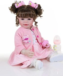 Reborn Baby Dolls – Realistic Baby Dolls Girl 22 inch Lifelike Silicone Baby Soft Full Vinyl Body Reborn Toddler with Full Set Accessories Handmade Gift for Children Age 3+ and Collectors