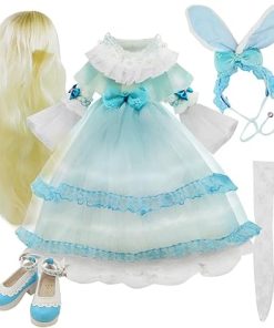 Set of Skirt Wigs Shoes Socks Accessories Full Set for 1/3 BJD Dolls Ball Jointed Dolls 22in – 24in 60cm (Blue and White)