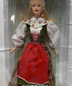 Barbie Year 1999 Collector Edition Dolls of the World 20th Anniversary 12 Inch Doll – Swedish Barbie in One Piece Dress with Attached Apron and Vest Plus Shawl, Hat, Knee Socks, Shoes and Doll Stand