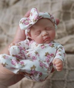 Reborn Baby Dolls 7 inch Girl Sleeping Full Mini Silicone Baby Dolls with Feeding Accessory Silicone Mini Baby Doll 2