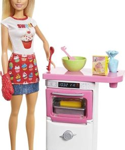 Barbie Careers Playset, Blonde Bakery Chef Doll & Toy Oven with ‘Timer’ Sound, Rising Desserts, Color-Change & Cooking Accessories