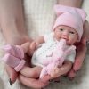 Miniature 7 Inch Reborn Baby Doll Silicone Full Body Lifelike Eyes Open Newborn Doll Realistic Cute Smile Baby Girl The Look Real Babies Soft Anti Stress Doll