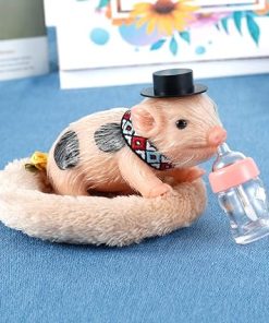 Kids Dolls, Silicone Pig Mini Doll, Soft Lifelike Silicone Pig Toys, Cute Reborn Silicone Mini Pigs Full Silicone Body Piggy Baby Dolls with Accessories Birthday Giving for Kids Christmas Giving
