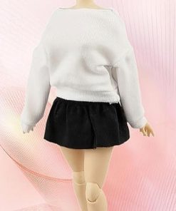 1/12 Miniature Long Sleeve Pullover and Skirt Doll Casual Basic Top Outfit Costume for 6” Action Figures Accessory Clothes , White top 2