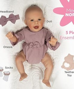 Paradise Galleries 19 Inch Realistic Reborn Baby Girl Doll with Soft Expression, Pink Teether Toy, and a Lovely Lavender Outfit – Nora 2