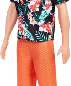 Barbie Fashionistas Ken Doll #184 with Brown Cropped Hair Wearing Hawaiian Shirt, Orange Pants & White Deck Shoes