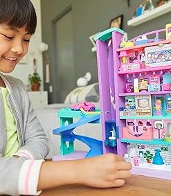 Polly Pocket Playset, Pollyville Mega Mall with 3 Micro Dolls & 1 Toy Car, Plus Food & Shopping Accessories 2