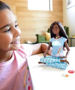 Barbie Breathe with Me Meditation Doll, Blonde, with 5 Lights & Guided Meditation Exercises, Puppy and 4 Emoji Accessories, Gift for Kids 3 to 8 Years Old 2
