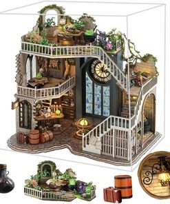 DIY Miniature Poppenhuis Met Meubels,Miniature House Kit,3D Wooden Doll House Craft Model with Dust Proof Cover and LED,Creative Room Idea for Valentine’s Day Birthday Gift