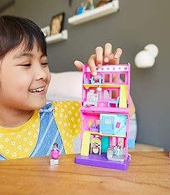 Polly Pocket Pollyville Diner with 4 Floors of Fun, Micro Polly & Shani Dolls, 1 Sticker Sheet and 5 Micro Accessories 2