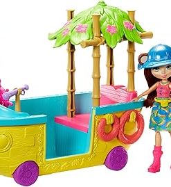 Mattel Enchantimals Junglewood Boat & Merit Monkey Doll, Multi Color