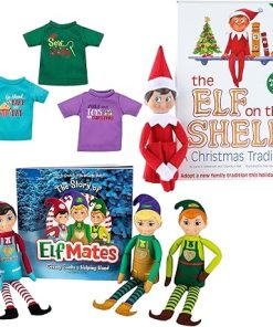 The Elf on The Shelf: Scout Elf with Elf Mates Super Pack – 1 Scout Elf, 3 Elf Dolls, and 3 Elf Shirts