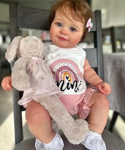 20Inch- Soft and Full BodyVinyl Reborn Toddler Girl Doll Premie Baby Genesis Hand Painted Doll Cute Lifelike Silicone Babies with Clothes and Accessories for Kids