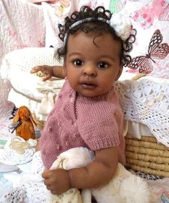 Zero Pam Realistic Reborn Baby Dolls Black Girl Eyes Open, 23 inch Lifelike Newborn Baby Dolls That Look Real, Cute Vinyl African American Reborns Baby Doll with Soft Cloth Body Toys for Kids Age 3