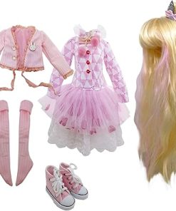 Set of Fashion Clothes Wigs Shoes Socks Accessories Full Set for 1/3 22in – 24in 60cm BJD Dolls (Abby)