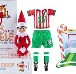 The Elf on the Shelf Christmas Tradition Box Set with Elf (Light Tone Boy), Story Book and North Pole Goal and Gear Claus Couture Accessory (Multi-Item Bundle)