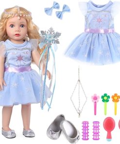 BABESIDE American 18 Inch Dolls Ice and Snow Magic-Girl, Wearing a Princess Dress and Holding a Magic Wand, Cute Delicate Face, Soft Hair and Accessory Kit for 3+ Year Old Girls Gifts and Role Play
