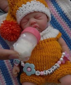 MYREBABY 7 Inch Reborn Baby Doll ，Silicone Doll Girl Beata Mini Realistic Newborn Baby Dolls Silicone Full Body Stress Relief, Blue