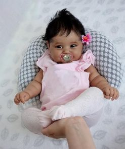 iCradle Lovely 20inch 50cm Realistic Reborn Black Baby Dolls Soft Silicone Real Look African American Baby Doll Toy for Ages 3+