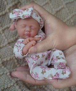 Reborn Baby Dolls 7 inch Girl Sleeping Full Mini Silicone Baby Dolls with Feeding Accessory Silicone Mini Baby Doll