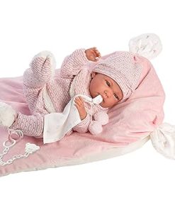 Nica Doll with Blue Eyes and Vinyl Body, Baby Doll Including Pink Outfit, Cuddle Blanket, Pacifier, Dummy Chain and Soft Cushion, 40 cm 2