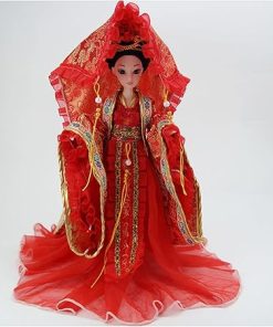 Doll for Girls 3D Dancer Doll Oriental Decoration Doll, Chinese Antique Doll Realistic Eyes Collectible Doll Decoration with Bracket Shoes Hair Accessories Or Earrings,12in