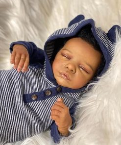 Zero Pam Black Reborn Baby Dolls 19 Inch Realistic Newborn Baby Dolls African American Lifelike Baby Dolls That Look Real Weighted Soft Body with Accessories Gift Set for Kids