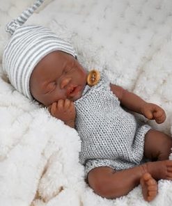 7″ Boy Reborn Baby Dolls Silicone Full Body Soft Mini Realistic Newborn Baby Dolls Real Life Tiny Baby Doll with Feeding Accessories-C