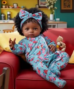 ADFO Lifelike Reborn Baby Dolls, 18 inch Realistic Black Girl Newborn Real Life Baby Girl Dolls Soft Vinyl Baby Dolls with Clothes and Toy Gift for Kids Age 3+ 2