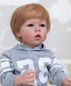 Lifelike Reborn Baby Dolls Boy 28 inch Weighted Baby Realistic Toddler Doll That Look Real Soft Silicone Cloth Body Rooted Hair Handmade Newborn Toddler Toys for Girls Age 8~10 Year Old 2