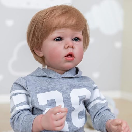 Lifelike Reborn Baby Dolls Boy 28 inch Weighted Baby Realistic Toddler Doll That Look Real Soft Silicone Cloth Body Rooted Hair Handmade Newborn Toddler Toys for Girls Age 8~10 Year Old - Image 2