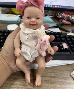 Reborn Baby Doll 7 Inch Silicone Doll Girl Mini Realistic Newborn Baby Dolls Silicone Full Body Stress Relief Hand Made (1 Doll+2 Sets Clothes)